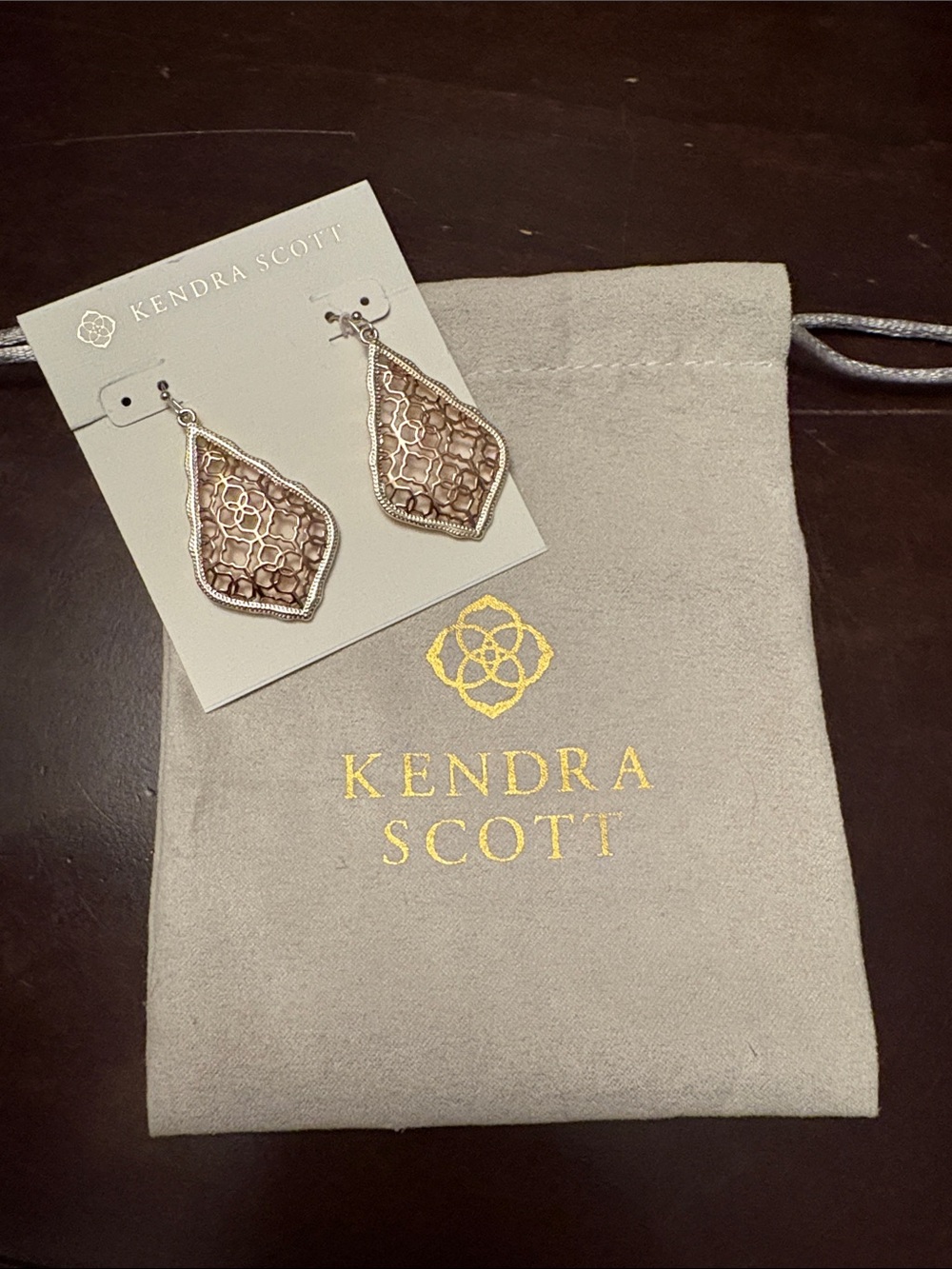 Kendra Scott ADDIE Rose Gold Lattice Teardrop Earrings
